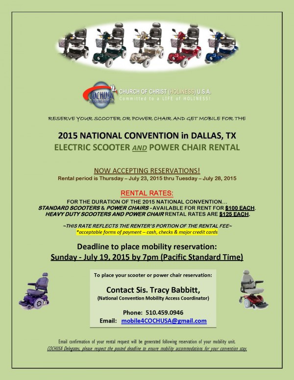 2015 National Convention Scooter Rental email flyer -announcement WITH rates - DFW